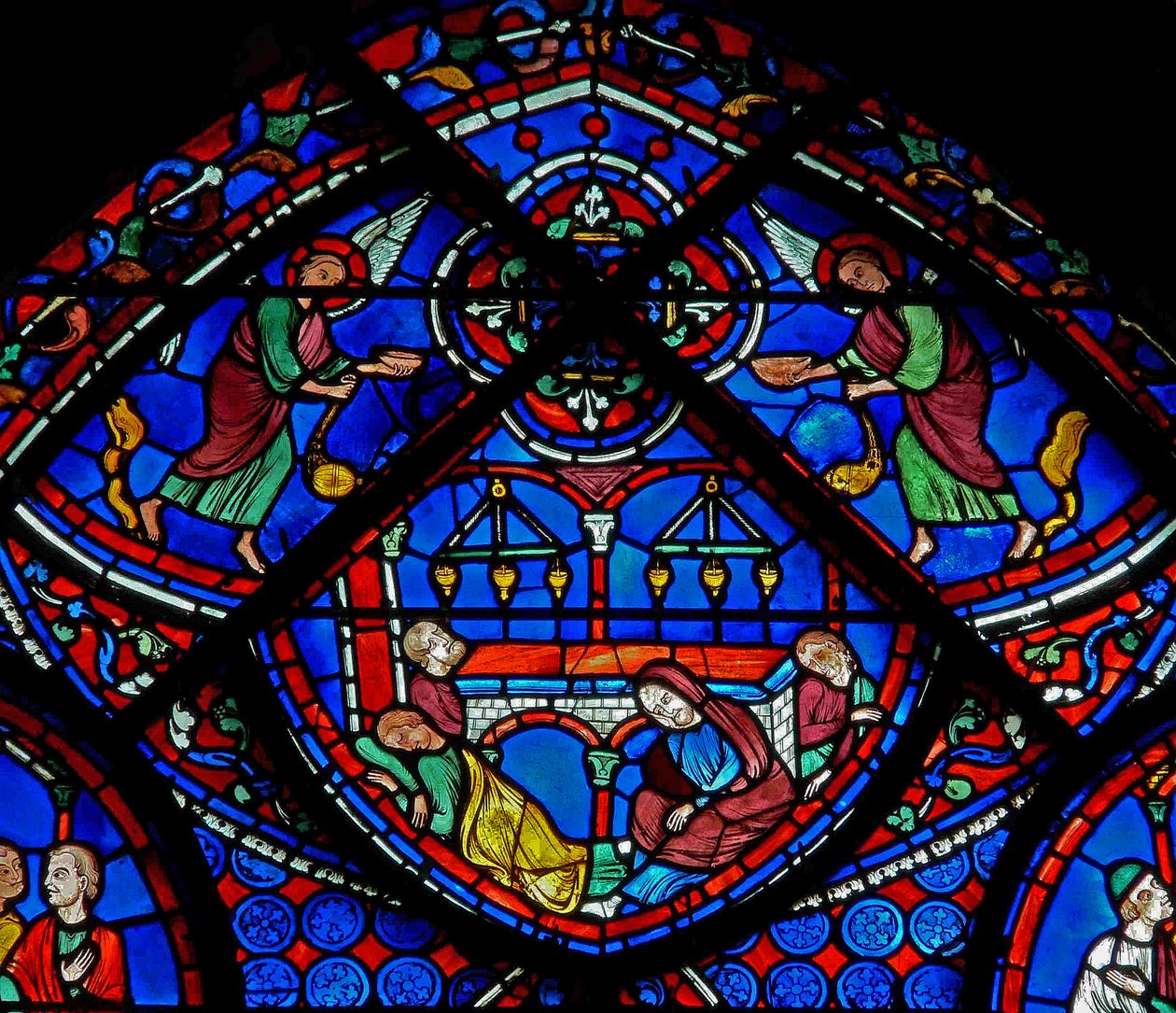 Saint Thomas - son tombeau avec des pèlerins malades et des anges - French School