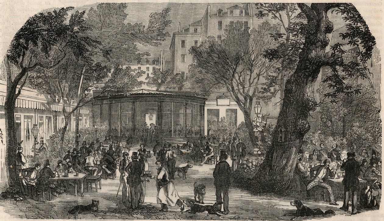 Timbre du Cheval Blanc à Paris au XIXe siècle - Gravure dans « Tableau-de-Paris » par Edmond Texier 1852 - French School