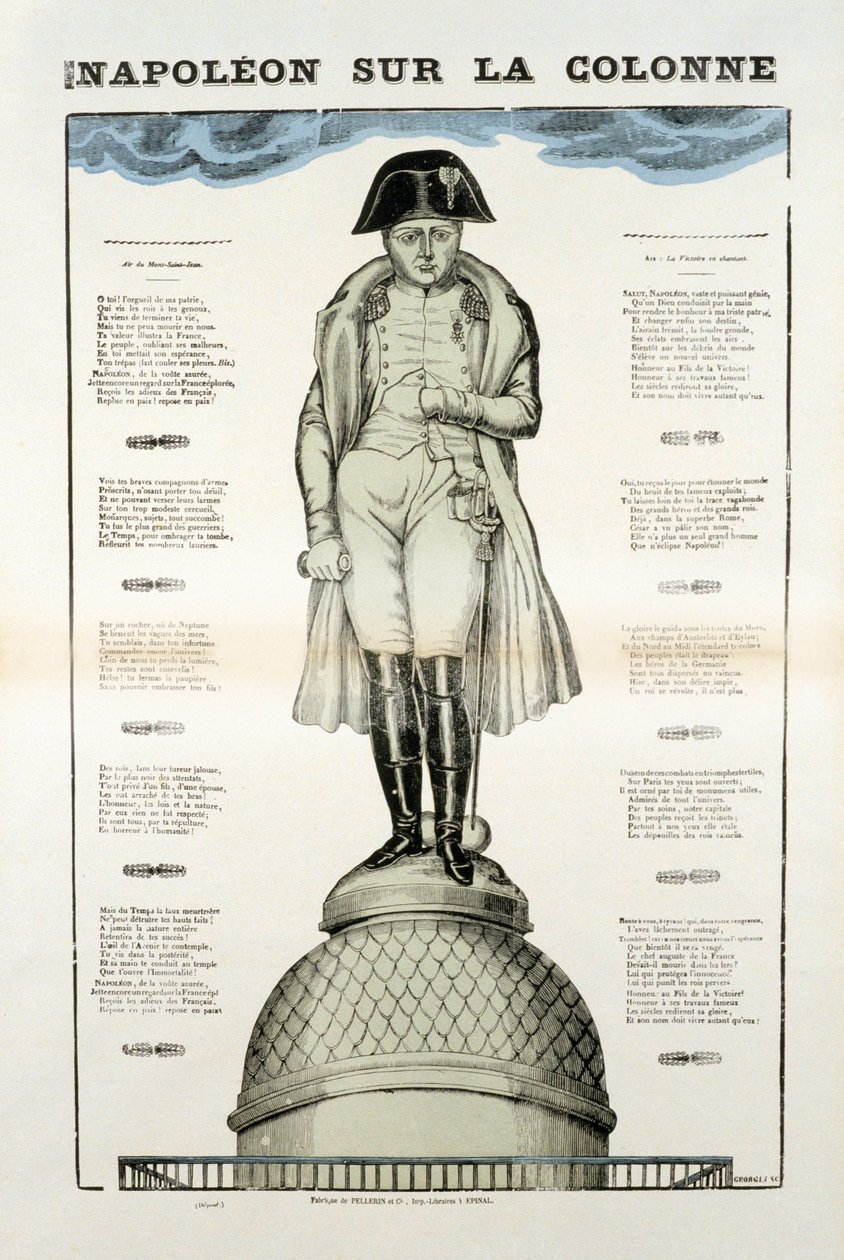 Statue de Napoléon Ier Bonaparte (1769-1821) sur la colonne Vendôme à Paris. Image d
