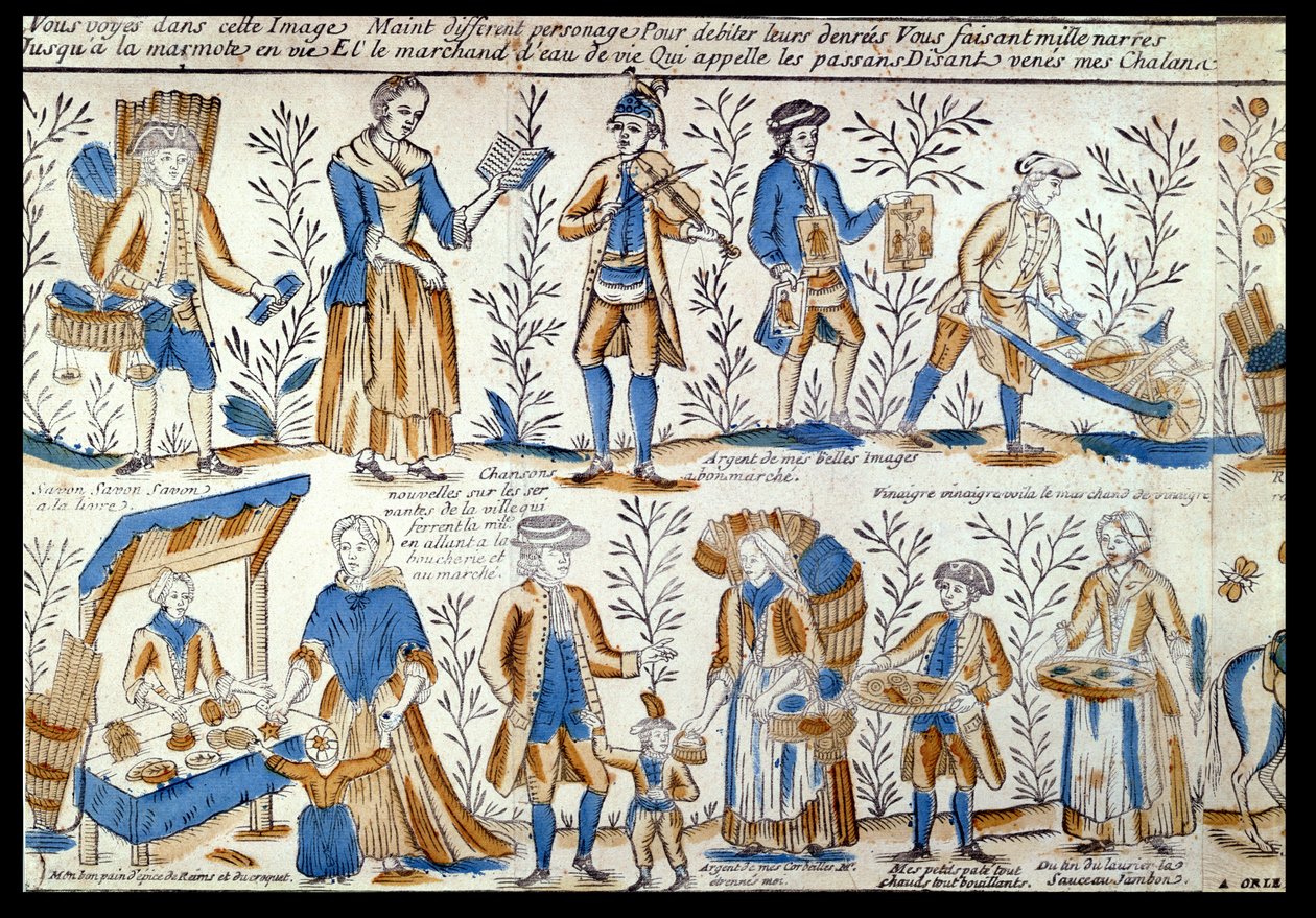 Marchands ambulants au XVIIIe siècle - French School