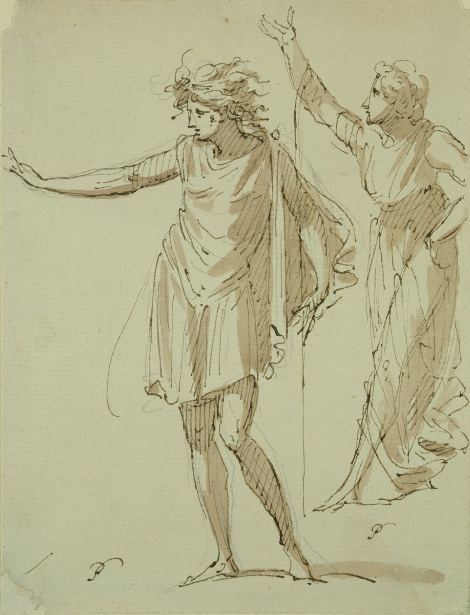 Étude de deux figures drapées de manière classique, vers 1790 - French School