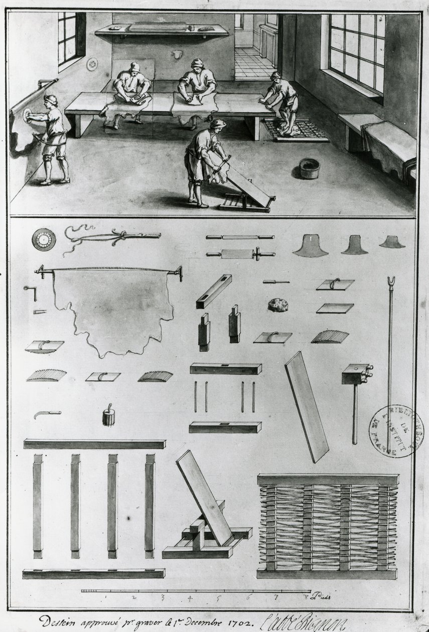 Tanneurs, des Descriptions des arts et métiers par Denis Diderot (1713-84), publié c.1770 - French School
