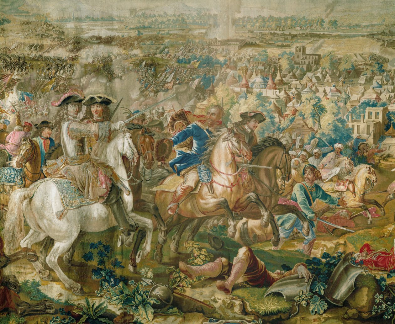 Tapisserie représentant le relief de Vienne ... (laine et soie) - French School