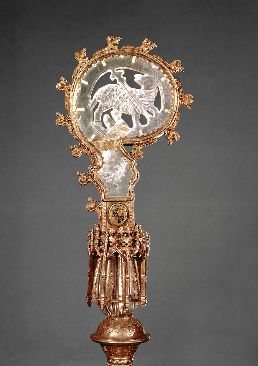 La crosse des abbesses du couvent cistercien Abbaye du Lys (argent doré et cristal de roche) - French School