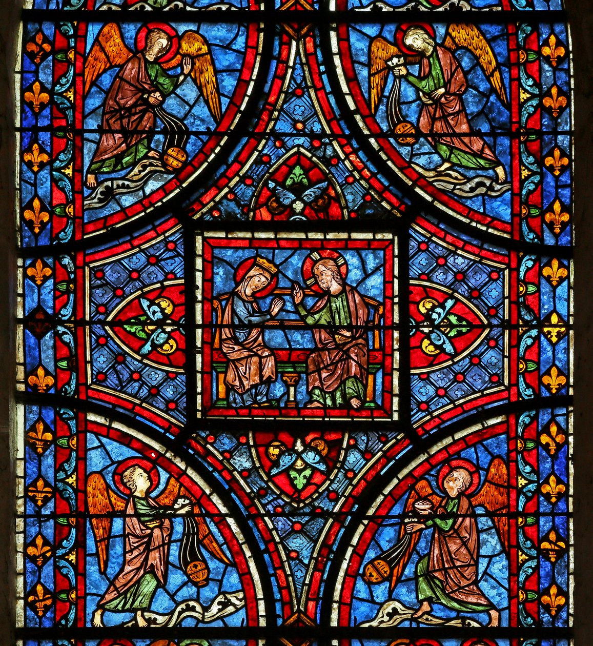 La fenêtre de la Mort et Glorification de la Vierge Marie - section supérieure - French School