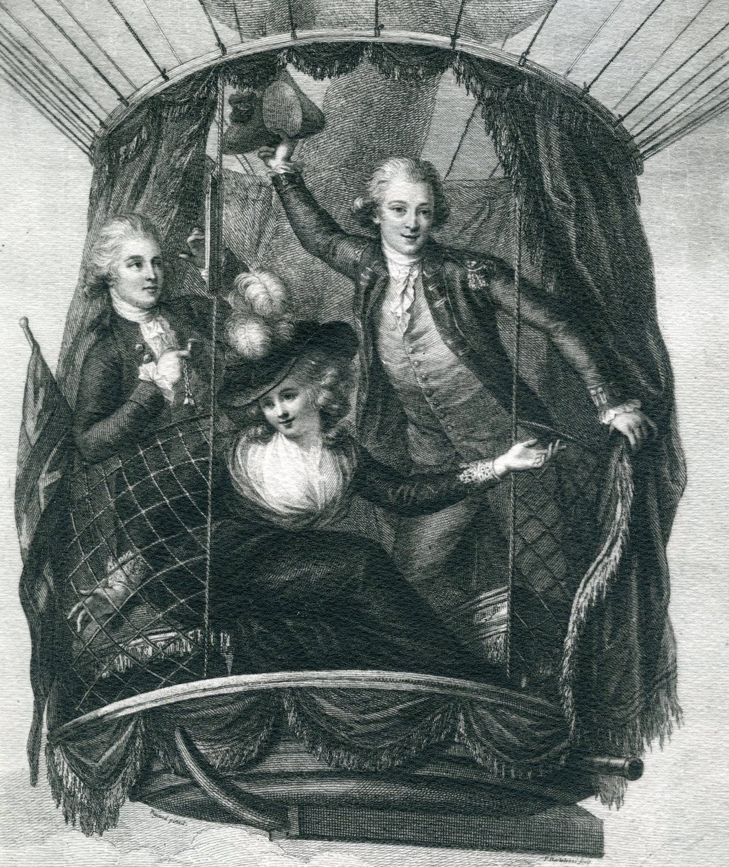 La première ascension en ballon en Angleterre, 15 septembre 1784, de Merveilleuses ascensions en ballon ou la conquête des cieux, par Fulgence Marion, publié vers 1870 - French School