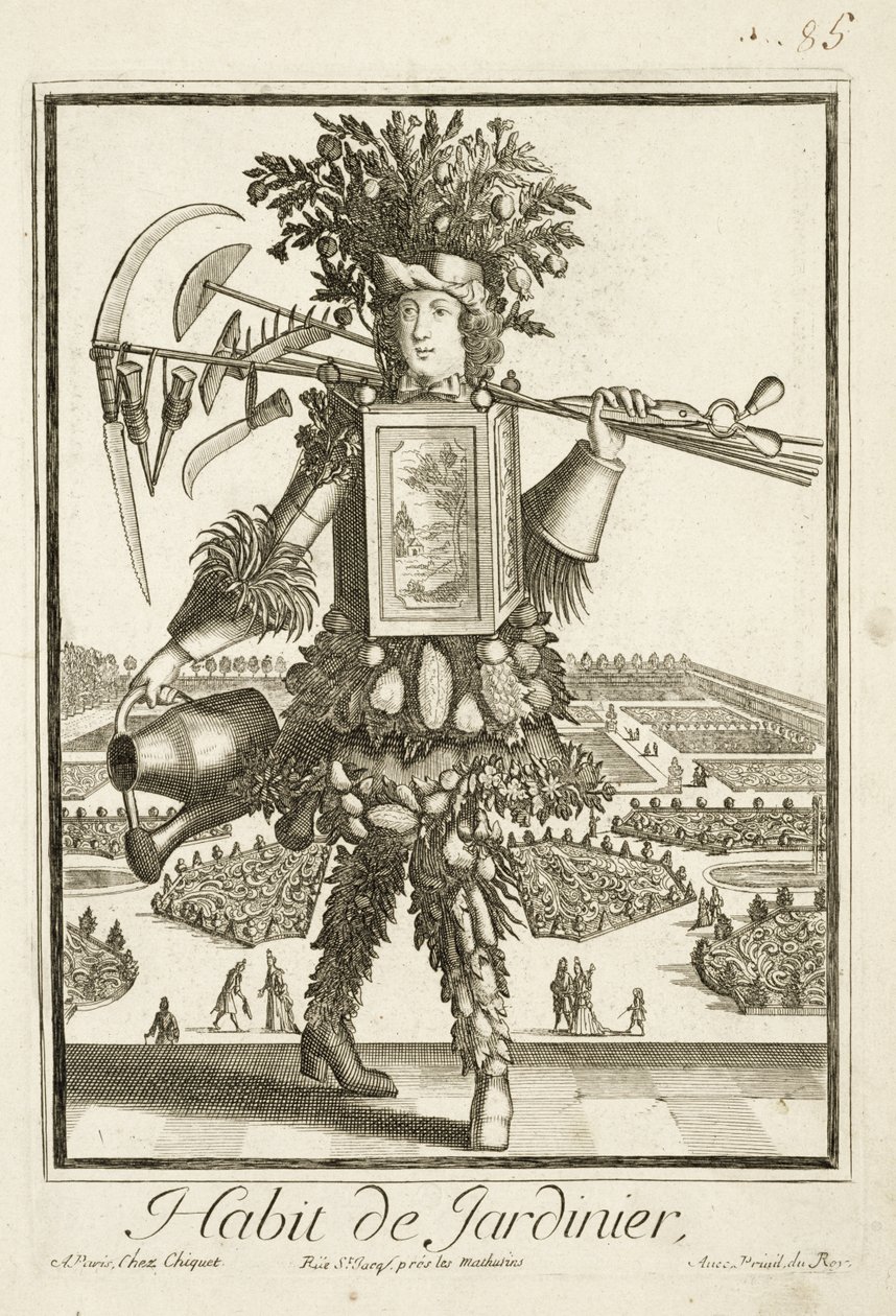 Le Costume des Jardiniers, illustration du Dictionnaire des Sciences par Denis Diderot (1713-84) publié vers 1770 - French School