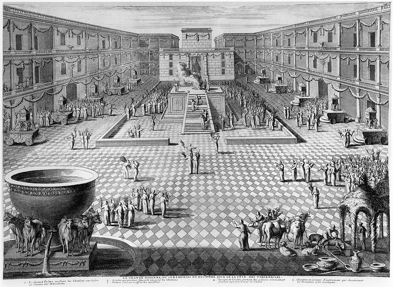 Le Grand Hosanna, ou Cérémonie du huitième jour de la fête des Tabernacles dans le Temple de Jérusalem - French School