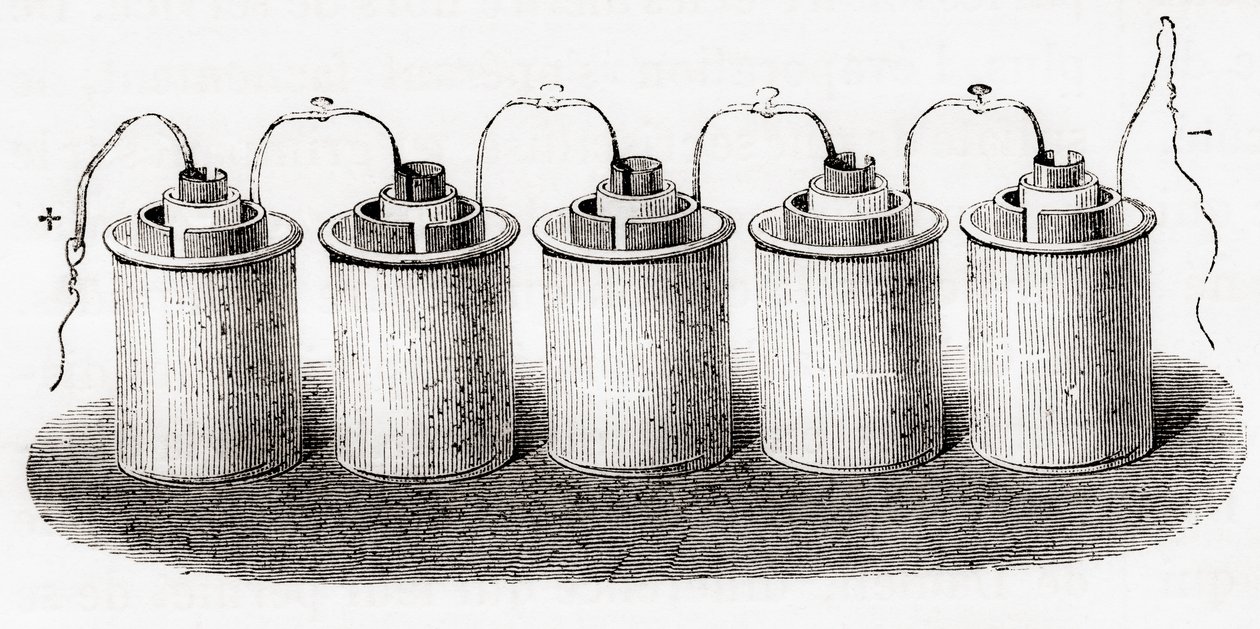 La cellule de Grove (Les Merveilles de la Science, pub.1870) - French School