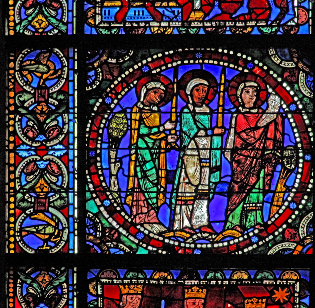 La Vie du Christ : Trois saints assistant à la Présentation au Temple - French School
