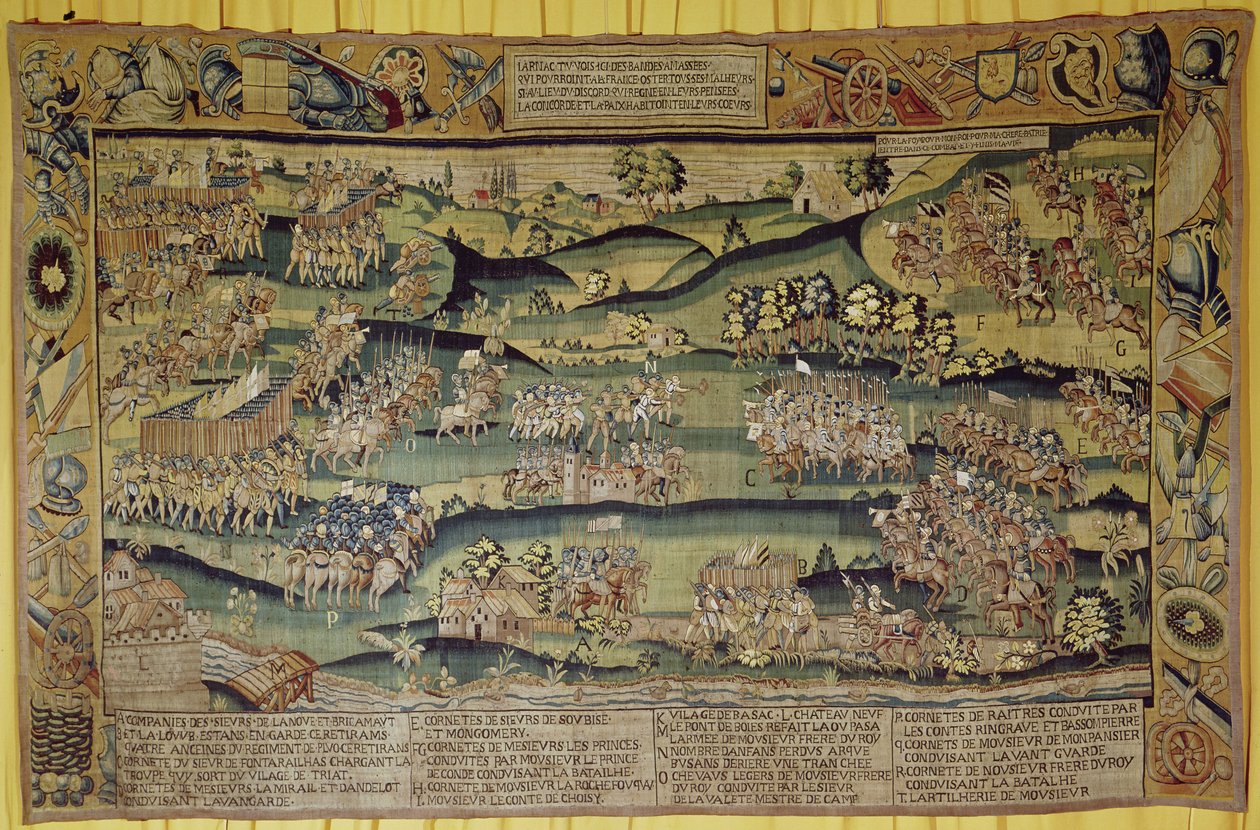 La rencontre des deux armées à la bataille de Jarnac, 13 mars 1569 - French School