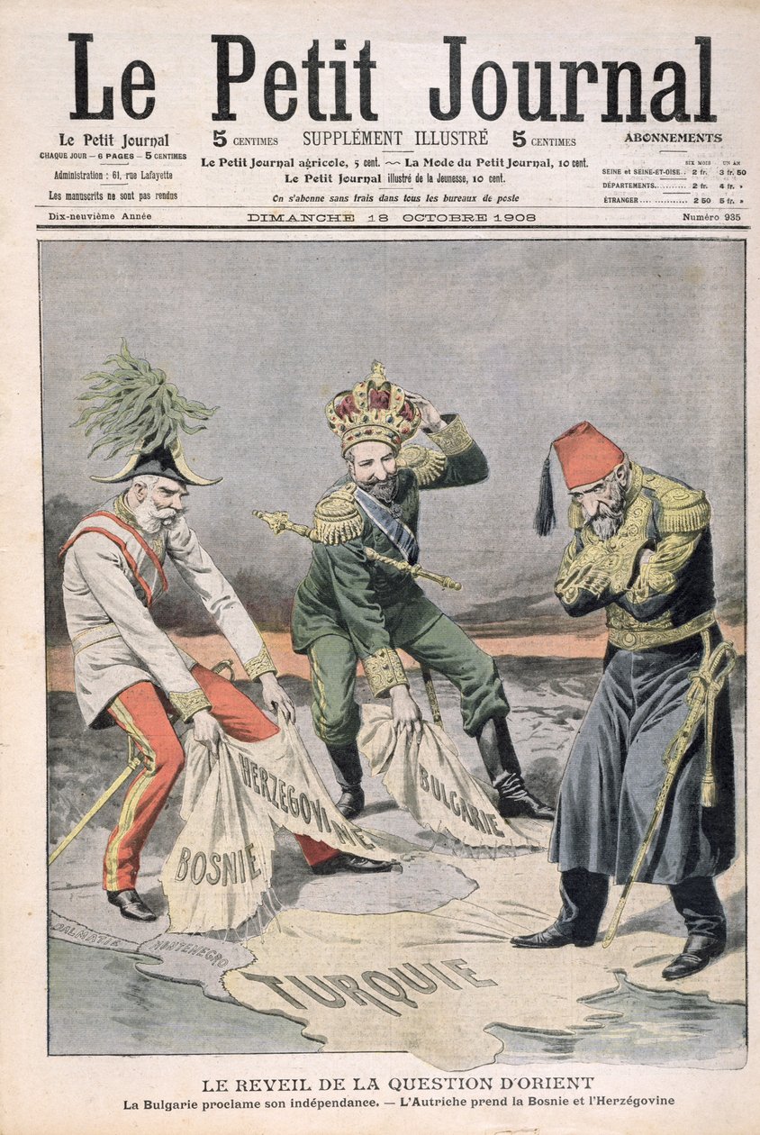 La résurgence de la question des pays orientaux et des Balkans, illustration de couverture de Le Petit Journal, 18 octobre 1908 - French School