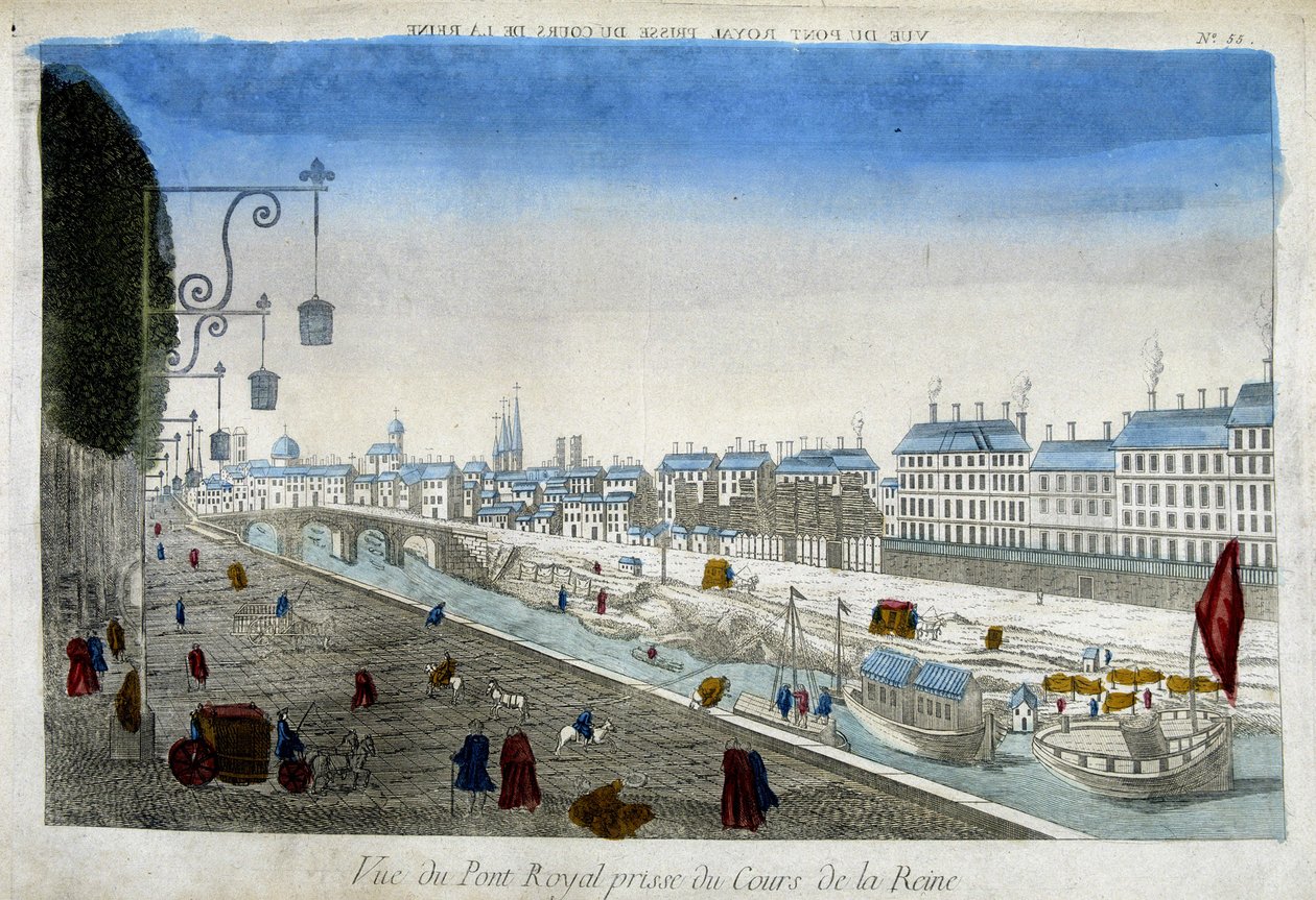 Le Pont Royal pris du Cours de la Reine - gravure - French School