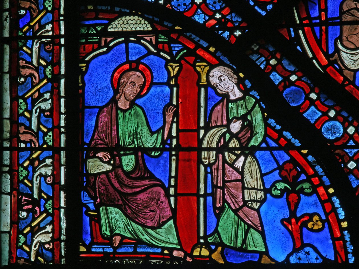 La fenêtre de Saint Jacques : Jacques envoie son manteau pour guérir Filetus - French School