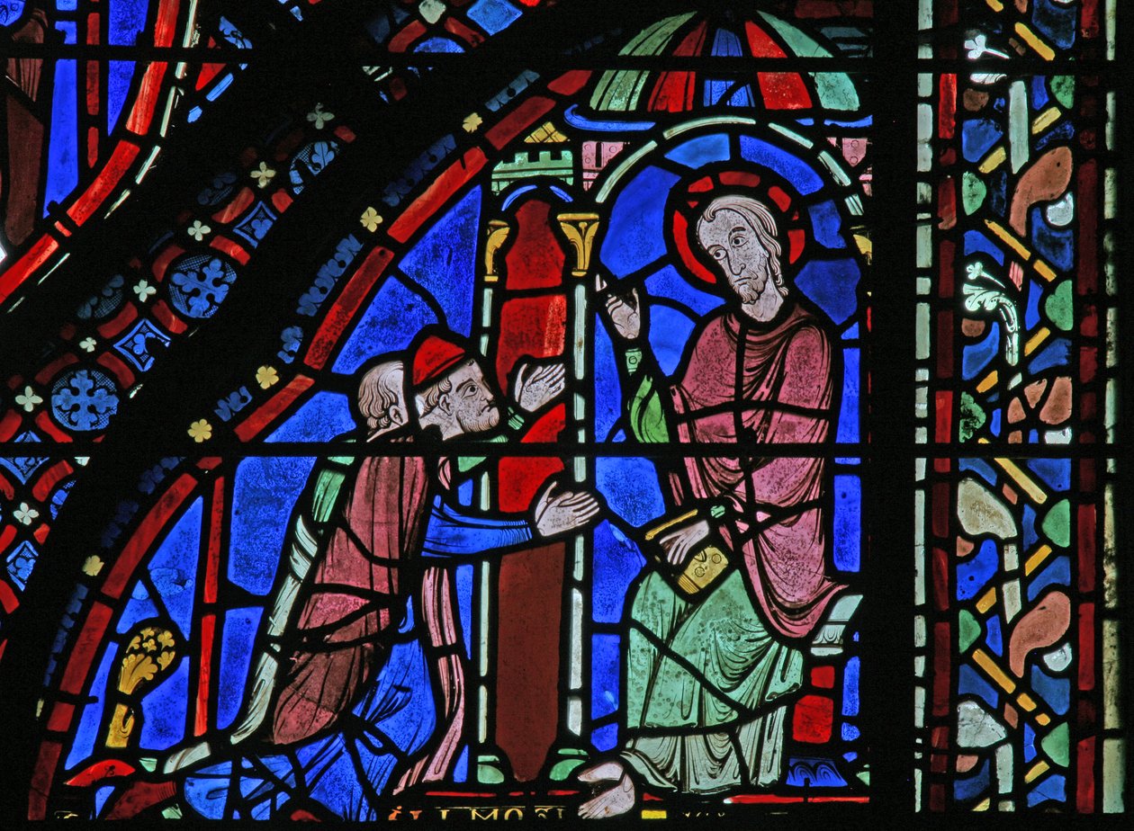 La fenêtre de Saint Jacques : Jacques avec Almongenes (Hermogines) et Filetus - French School
