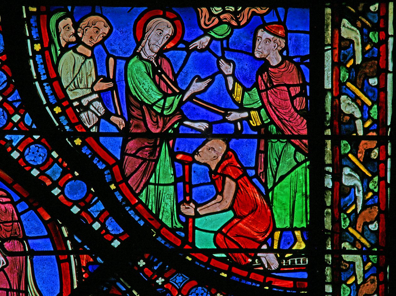 La fenêtre de Saint Jacques : guérit un paralytique - French School