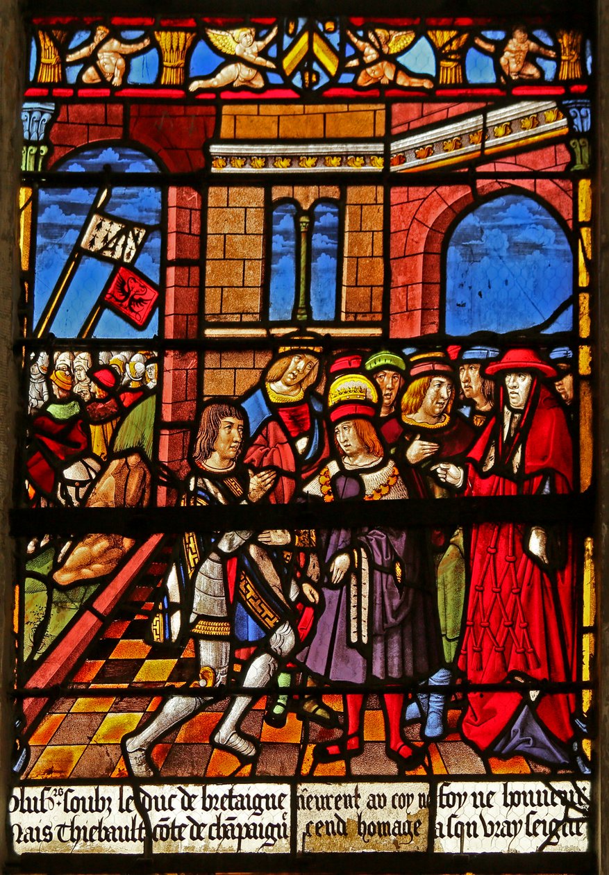 La fenêtre de Saint Louis : Hommage du comte Thibault IV à Saint Louis - French School