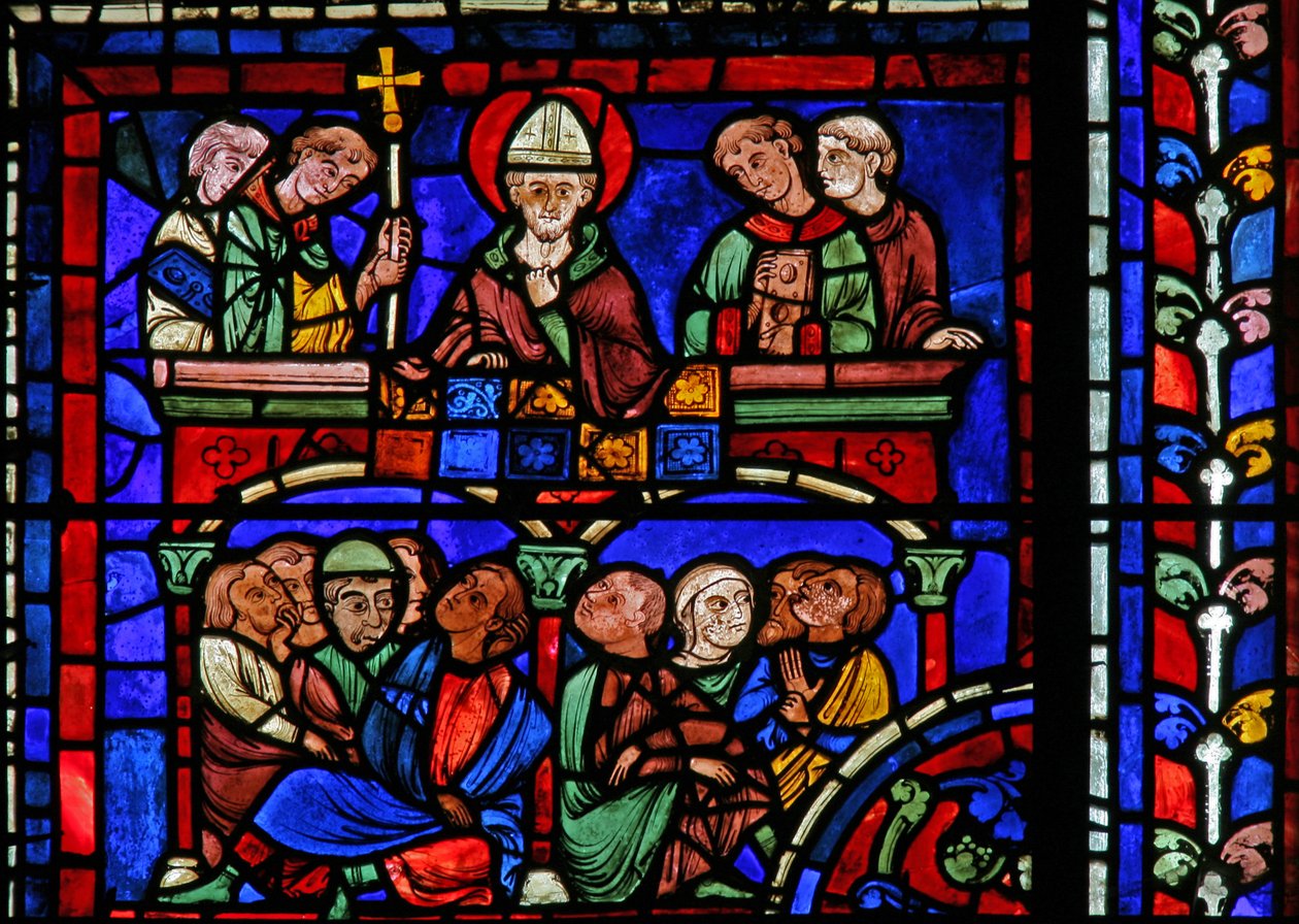 La fenêtre de Saint Martin : le saint prêche - French School