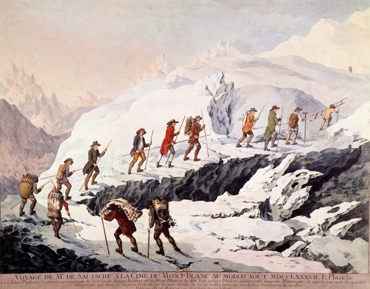 Le naturaliste suisse Horace-Bénédict de Saussure (1740-1799) et le guide de montagne français Jacques Balmat ont effectué la deuxième ascension du Mont Blanc en août 1787 - French School