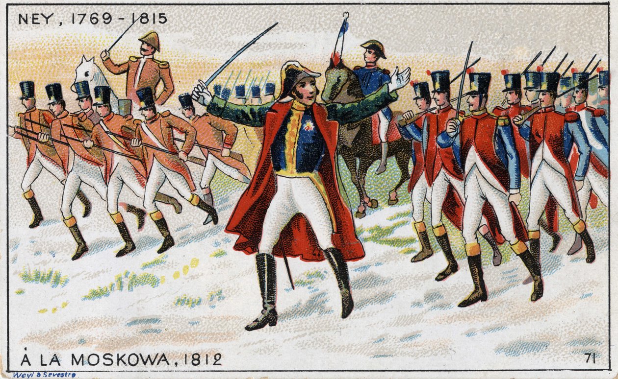 Les armées de Napoléon et du général Michel Ney (1769-1815) (Maréchal Ney) prêtes à remporter la bataille de la Moskova (aussi bataille de Borodino) en Russie - French School