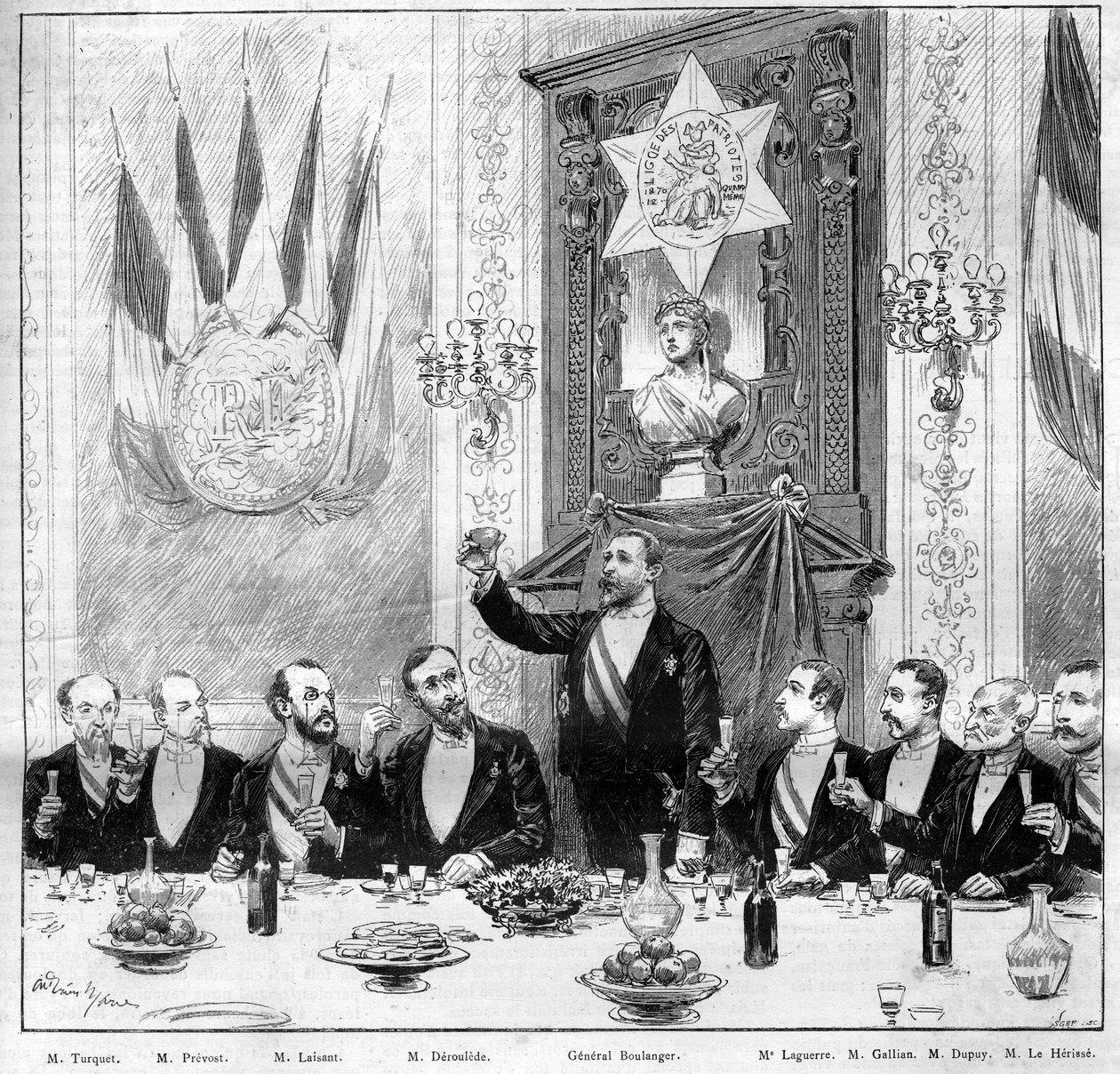 Le banquet offert par la Ligue des Patriotes au général Boulanger le 25 novembre - French School
