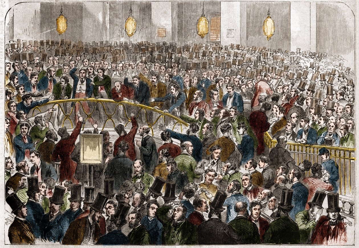 Le panier des agents de change à la Bourse de Paris en 1867. - French School