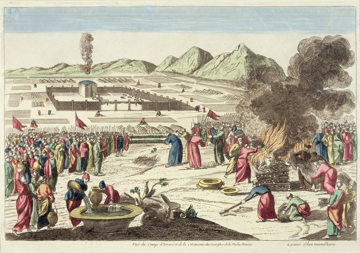 Le camp des Israélites et le sacrifice de la vache rousse - French School