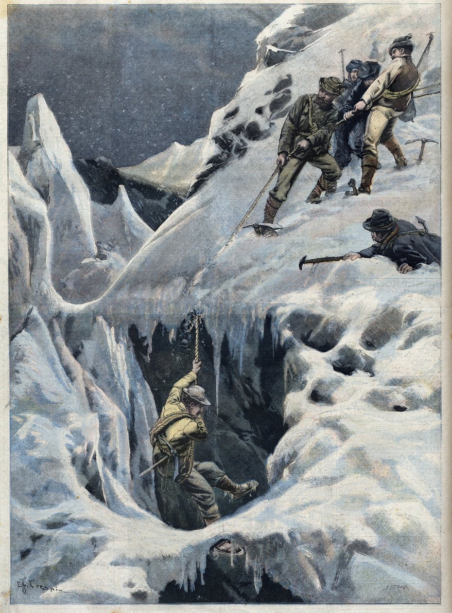 La catastrophe du Mont Blanc : la mort des voyageurs et de leurs guides lors de leur expédition, dans « Le Petit Parisien ». - French School