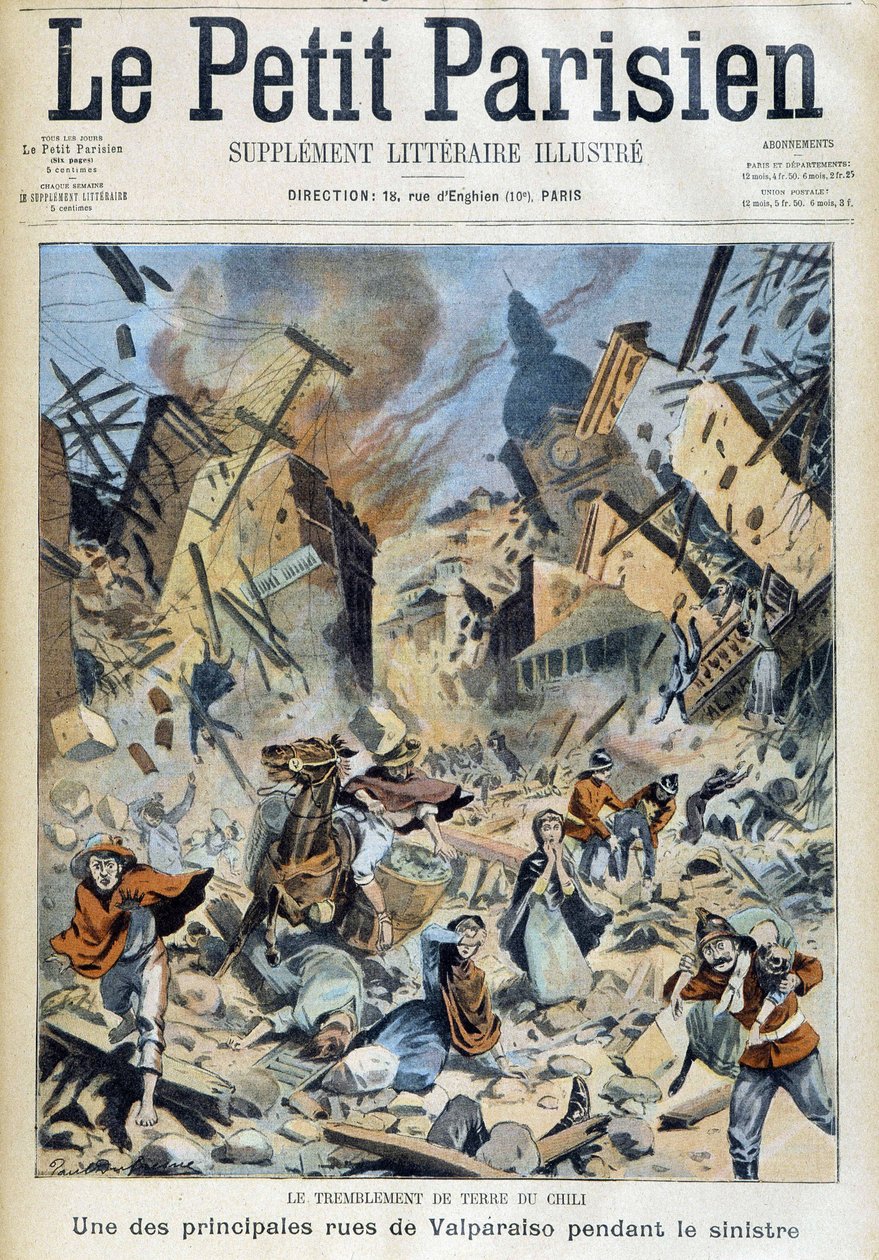 Le tremblement de terre au Chili : Valparaiso pendant le désastre - dans « Le Petit Parisien » du 09/09/1908 - French School