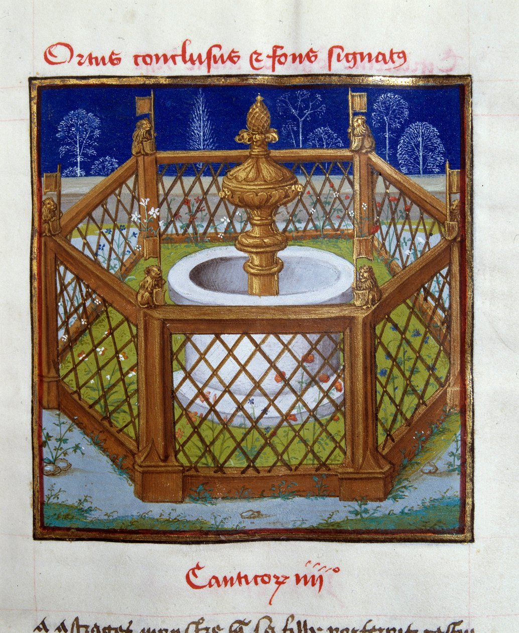 Le jardin clos et la fontaine. Miniature du Maître de Dreux-Budé (André d