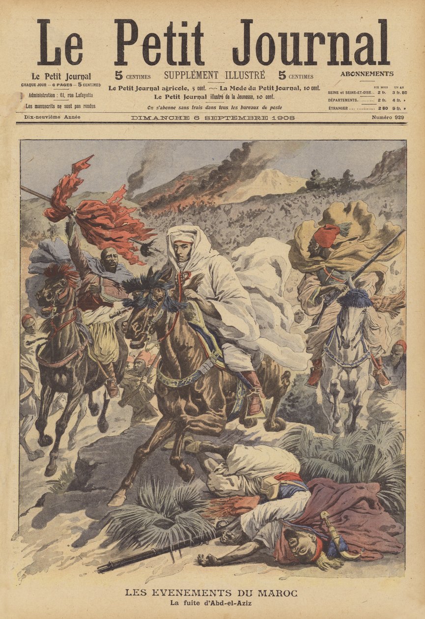 Le vol du sultan Abdelaziz du Maroc (lithographie couleur) - French School