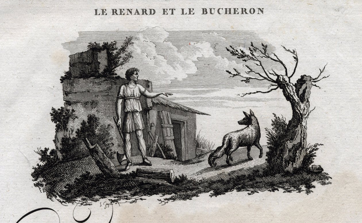 Le renard et le bûcheron. Fable d