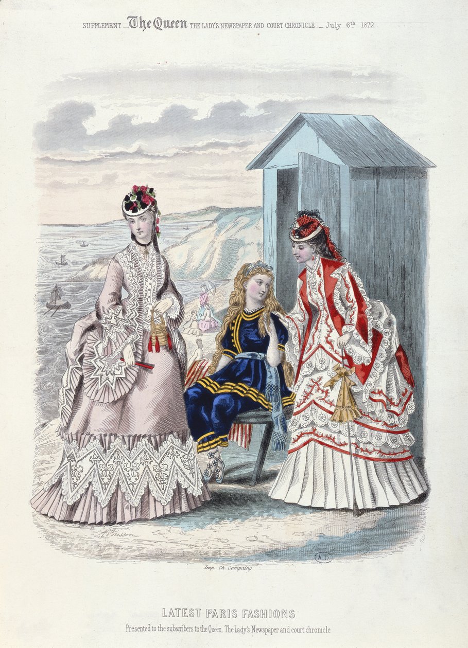 Les dernières modes parisiennes pour la plage et la baignade, 1872 - French School
