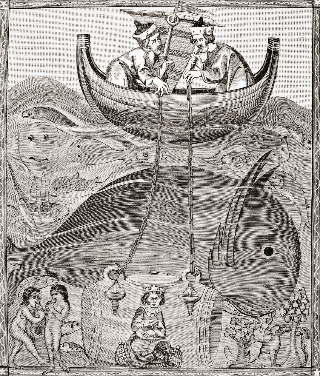 Le monde marin selon les conceptions du Moyen Âge, de Science et Littérature au Moyen Âge par Paul Lacroix, pub. Londres 1878 - French School