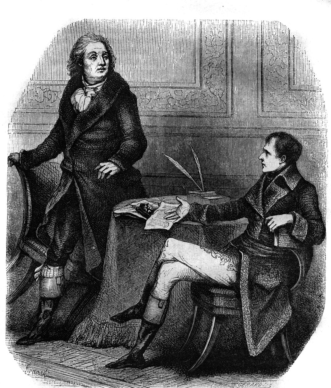 Le poète et dramaturge Jean François (Jean-François) Ducis (1733-1816) avec Bonaparte (Napoléon 1er) - French School