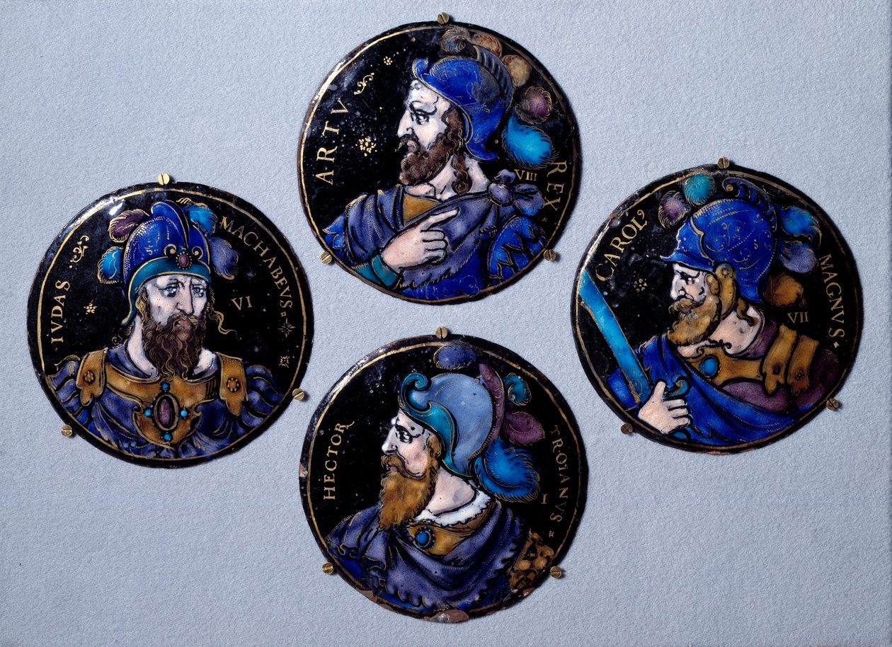 Les preux Hector, héros troyen, Judas Macchabée, Charlemagne - French School