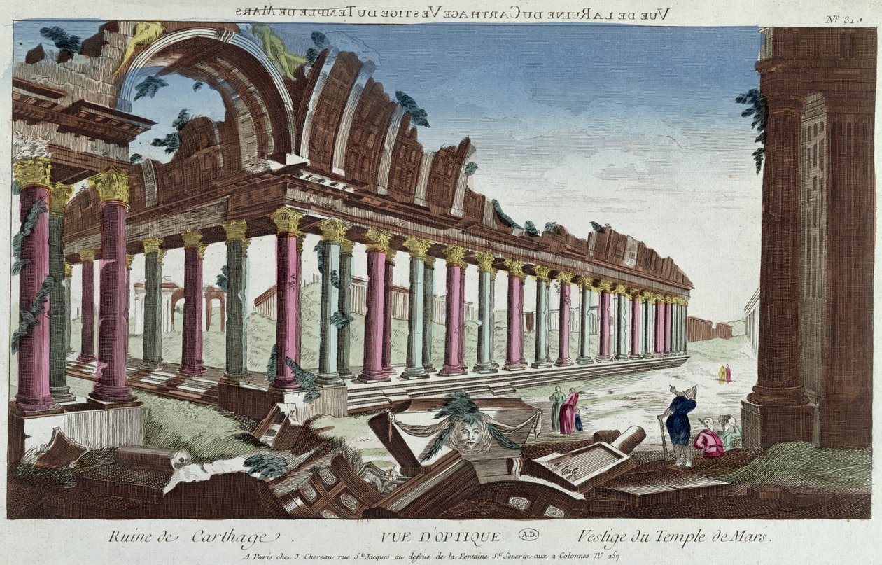 Les restes du Temple de Mars parmi les ruines de Carthage - French School