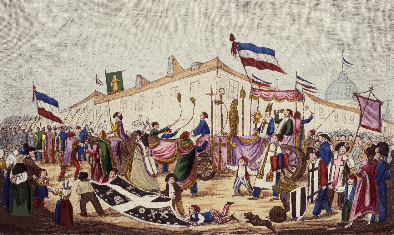 Les restes de la superstition traînés à la Convention, nov. 1793 - French School