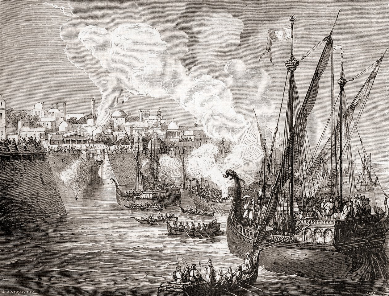 Le siège de Constantinople en 1453 par le sultan ottoman Mehmed II, de 