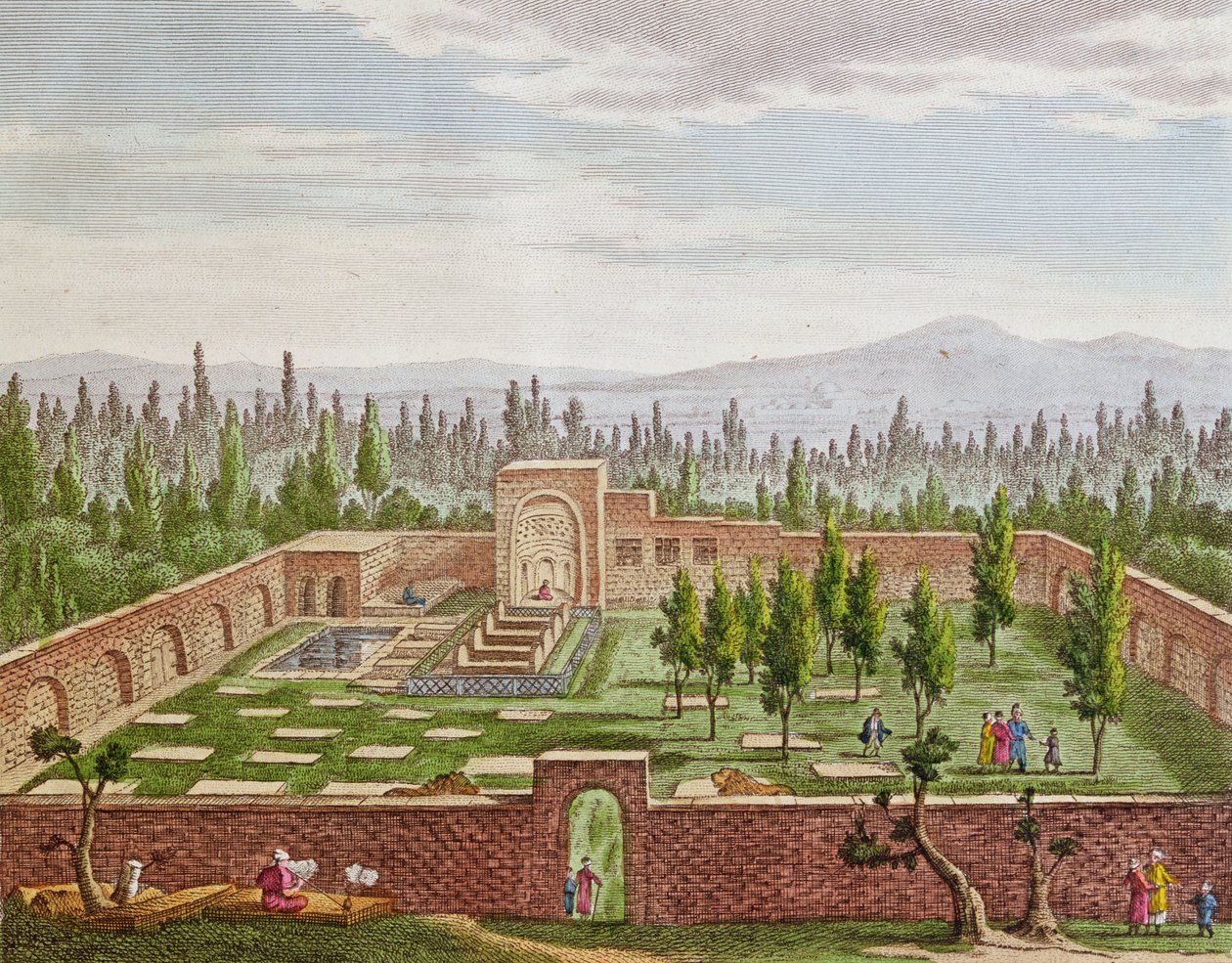 La tombe du grand poète persan Hafiz Shirazi (c.1325-c.1388) à Shiraz - French School