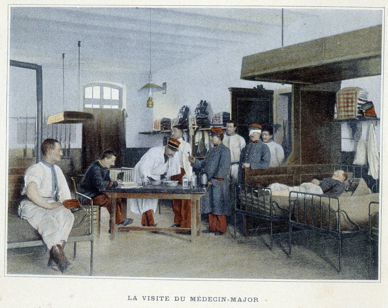 La visite du médecin major - dans Album militaire - infanterie : service interne - French School