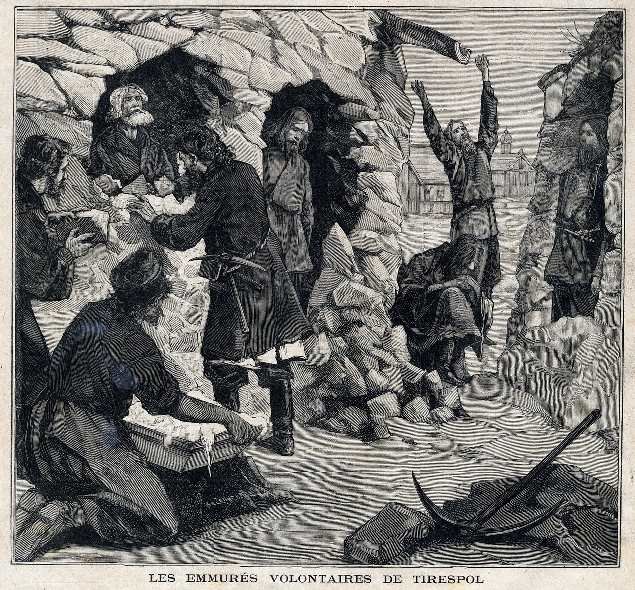 Les volontaires de Tiraspol en Moldavie souhaitant devenir martyrs sont vivants. Dans "Le Petit Parisien" du 23/05/1897. Collection privée - French School