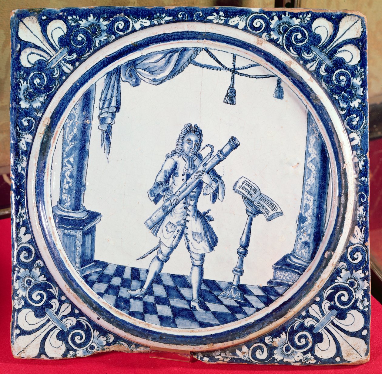 Carreau représentant un bassoniste, 1706 - French School