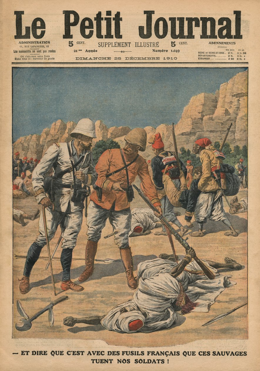 Penser que ces sauvages utilisent des fusils français pour tuer nos soldats, illustration de 