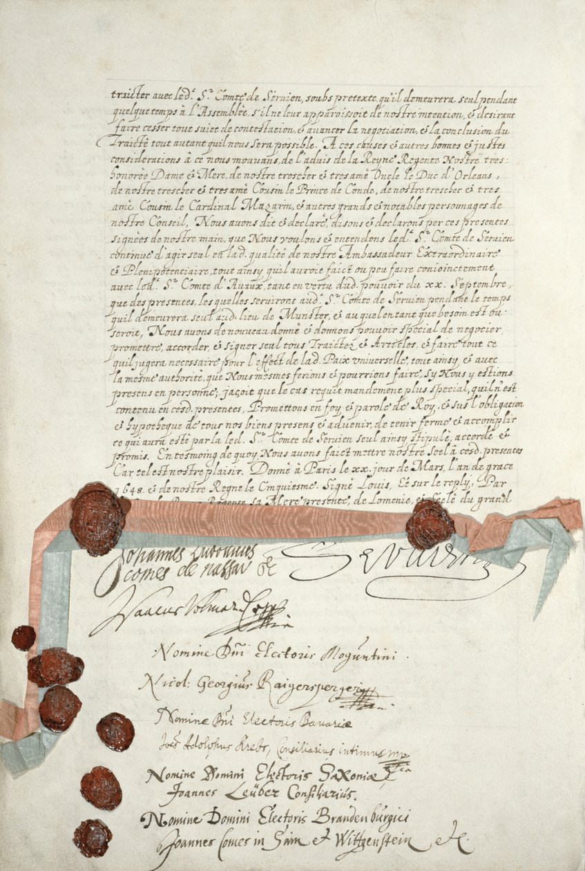 Traité de Westphalie, signé à Münster, 24 octobre 1648 - French School