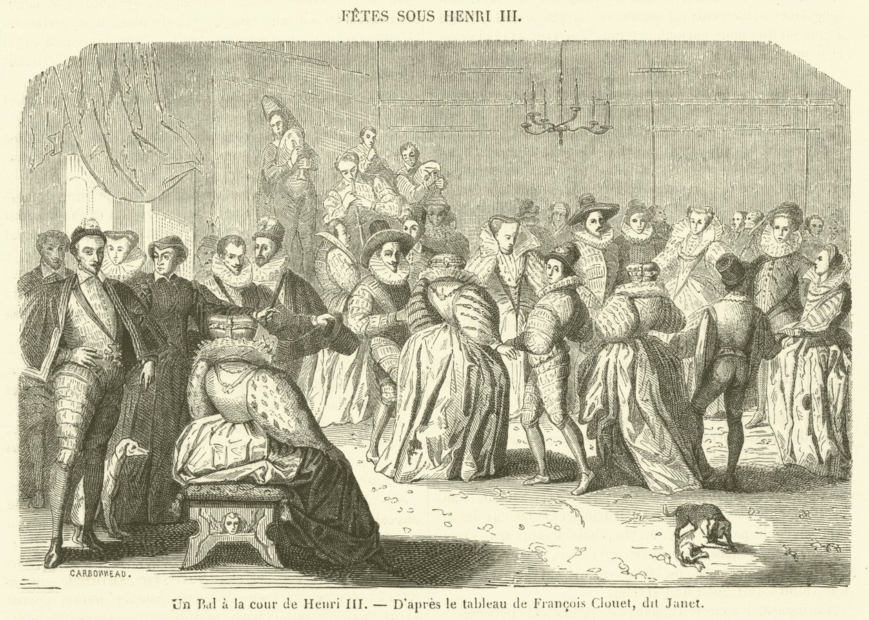 Un Bal a la cour de Henri III (engraving) - French School