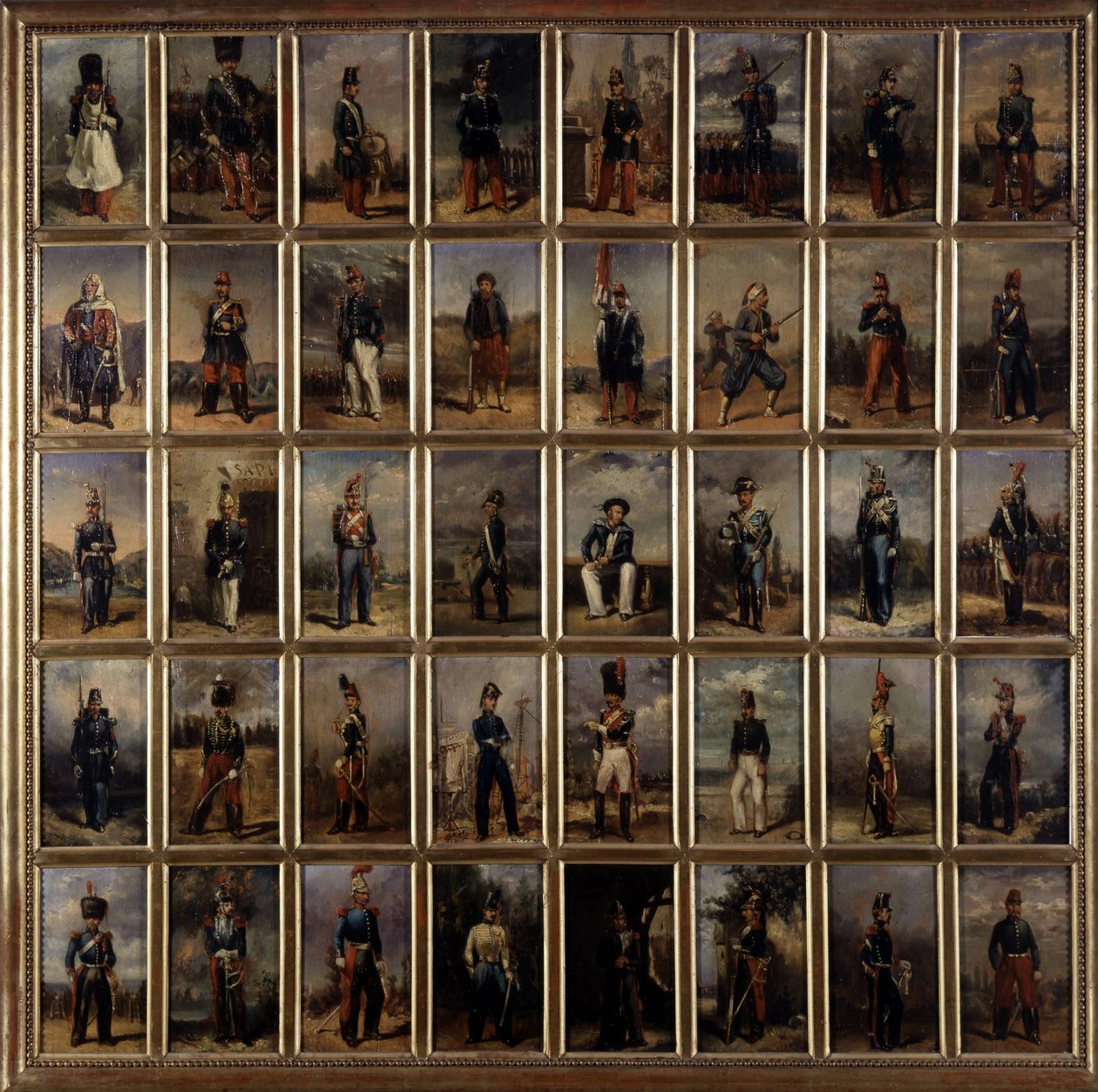 Uniforme du 1er et 2e Empire, peinture sur bois, fin 19e siècle - French School