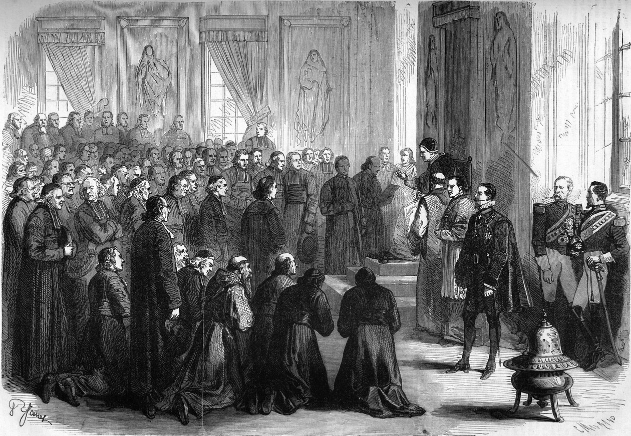 Concile Vatican I : le pape Pie IX reçoit en audience générale les ecclésiastiques français qui ont suivi les évêques - French School