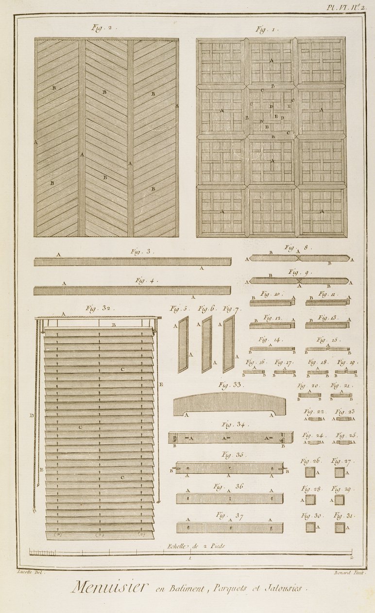 Stores vénitiens, parquets et treillis, de la section Menuisiers et Bâtiments de l