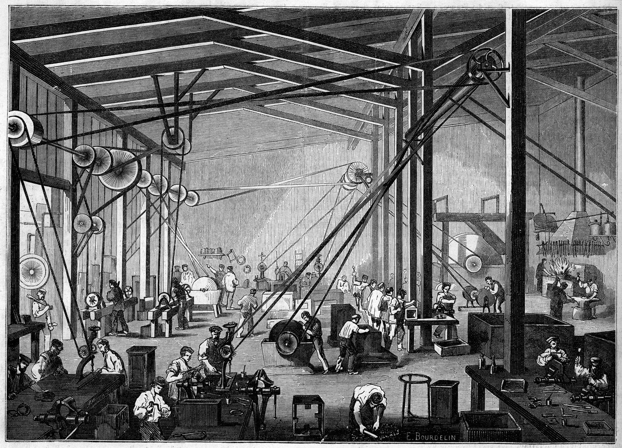 Vue de la boutique de voûtes de M. Motheau - French School